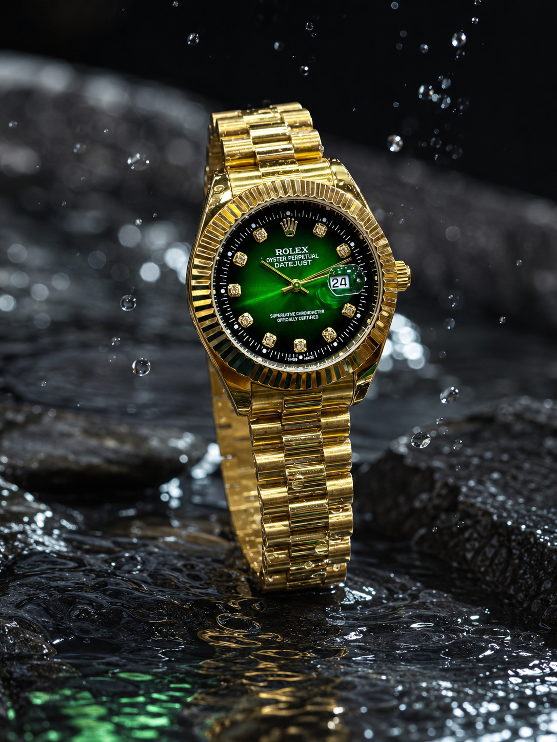 Luxury Gold Date Style Watch – Black Dial | Premium Stainless Steel Wrist Watch