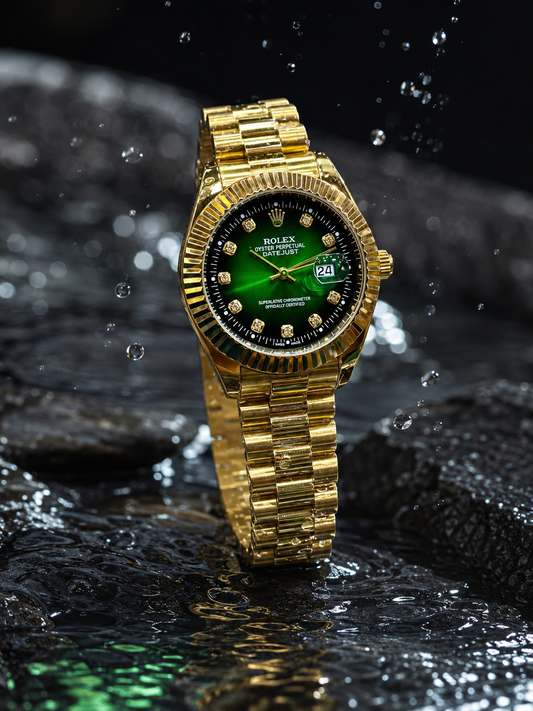 Luxury Gold Date Style Watch – Black Dial | Premium Stainless Steel Wrist Watch