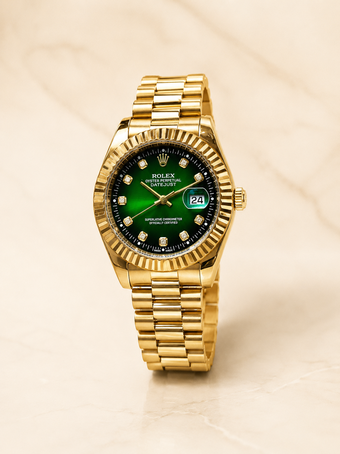 Luxury Gold Date Style Watch – Black Dial | Premium Stainless Steel Wrist Watch