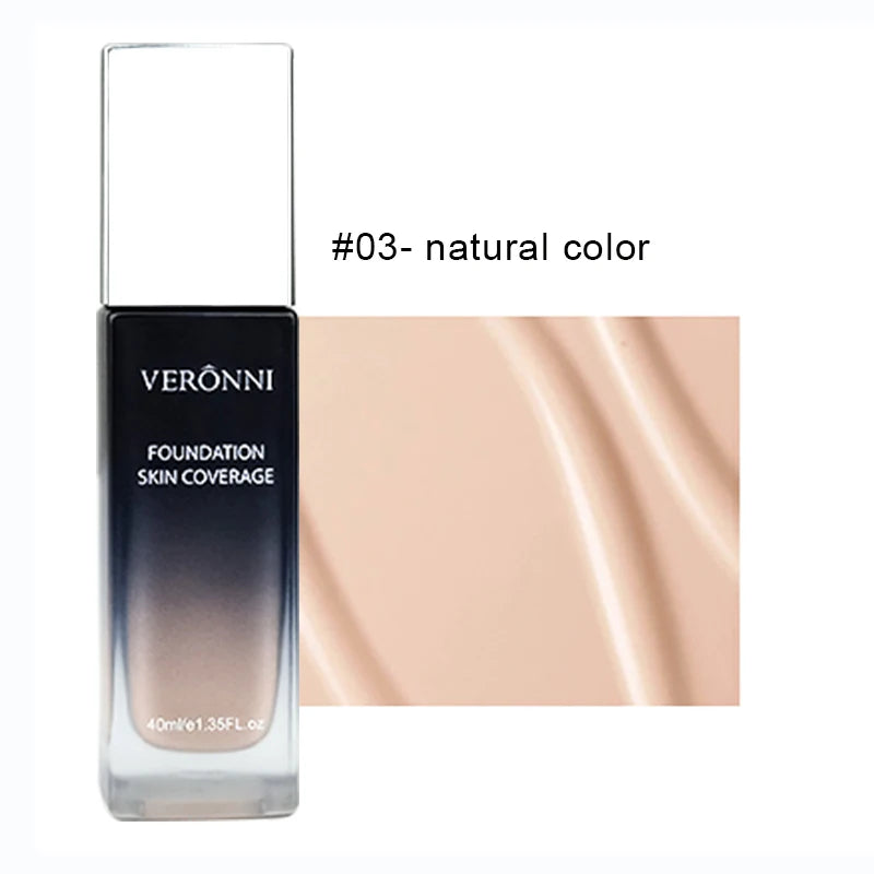 VERONNI 40ml Foundation Skin Full Coverage Concealer Oil-control Base Primer Face Makeup Soft Long Lasting Foundation