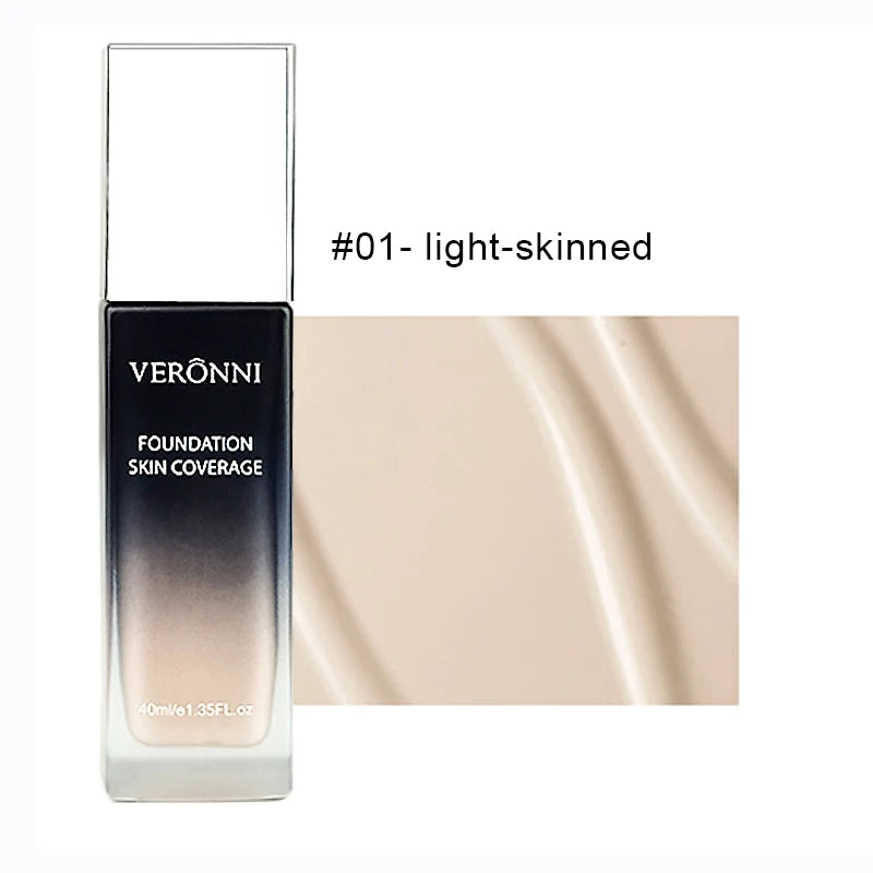 VERONNI 40ml Foundation Skin Full Coverage Concealer Oil-control Base Primer Face Makeup Soft Long Lasting Foundation