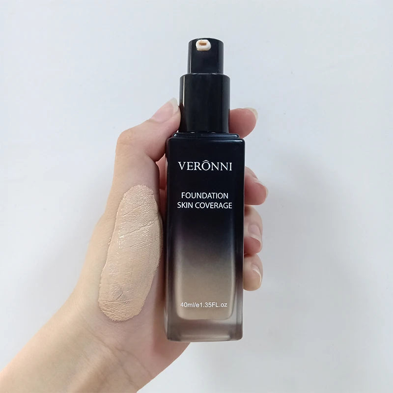 VERONNI 40ml Foundation Skin Full Coverage Concealer Oil-control Base Primer Face Makeup Soft Long Lasting Foundation