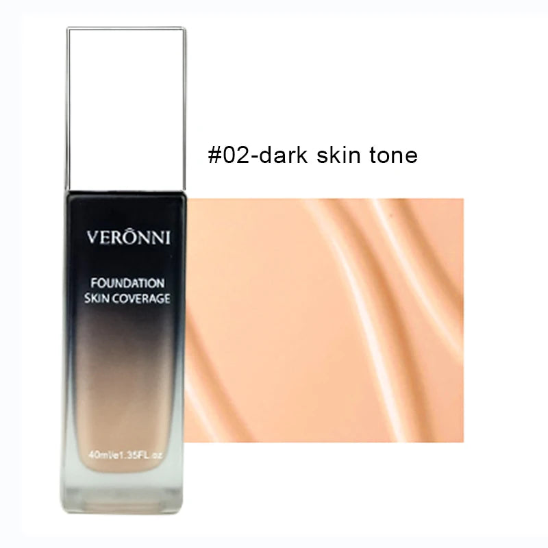VERONNI 40ml Foundation Skin Full Coverage Concealer Oil-control Base Primer Face Makeup Soft Long Lasting Foundation