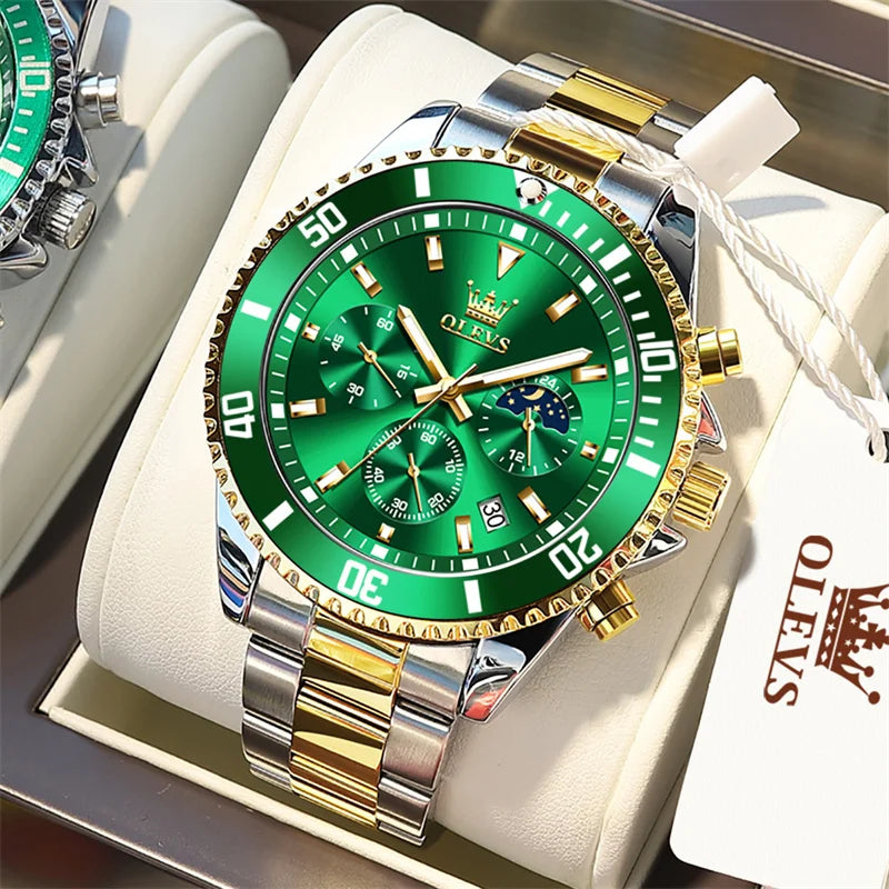 OLEVS Watch Men Top Brand Luxury Gold Quartz Military Watches Waterproof Date Luminous Stainless Steel Men Clock Reloj