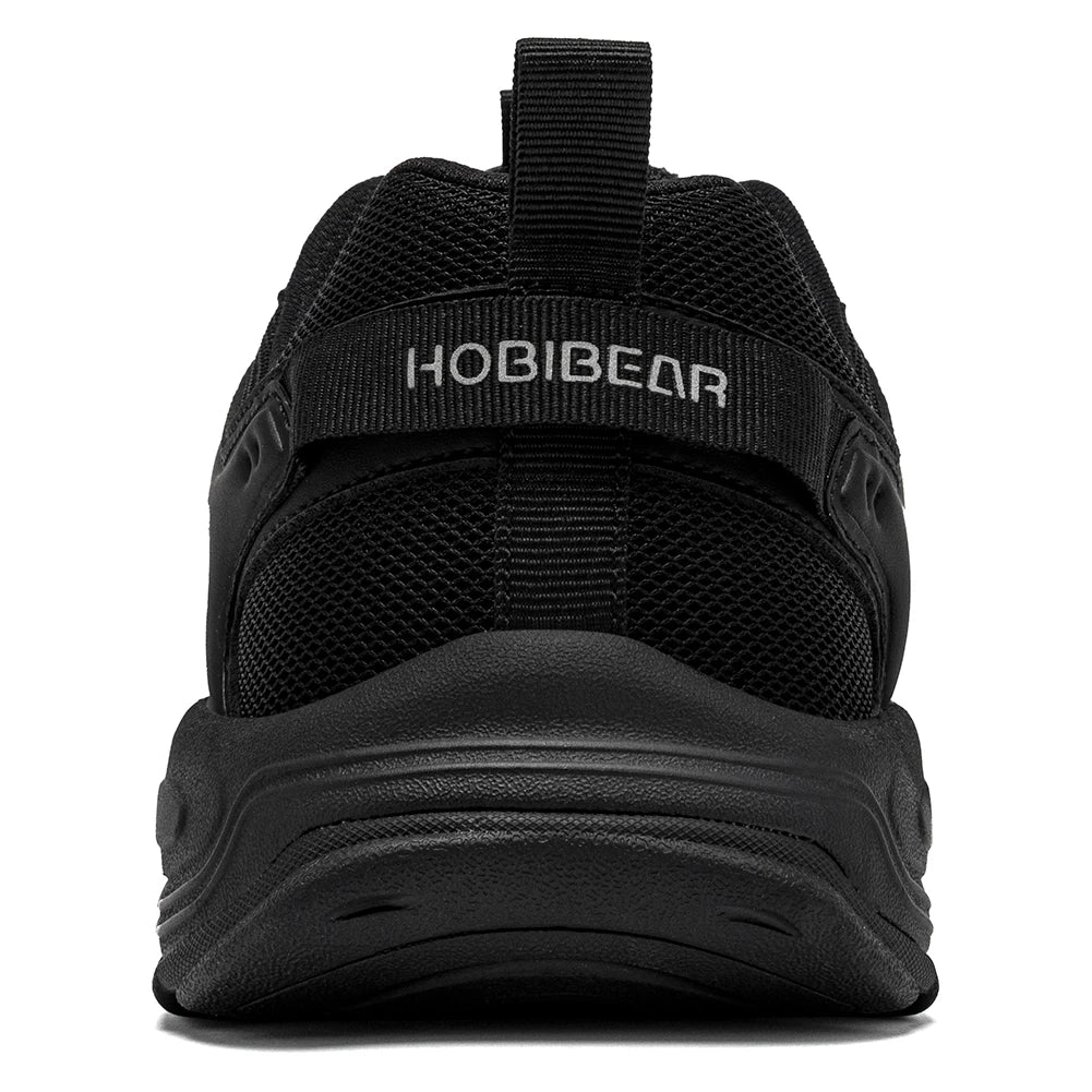 HOBIBEAR Unisex Wide Toe Walking Shoes Lace-Up Cross Trainers Outdoor Travel Artificial Leather Mesh Running Shoes