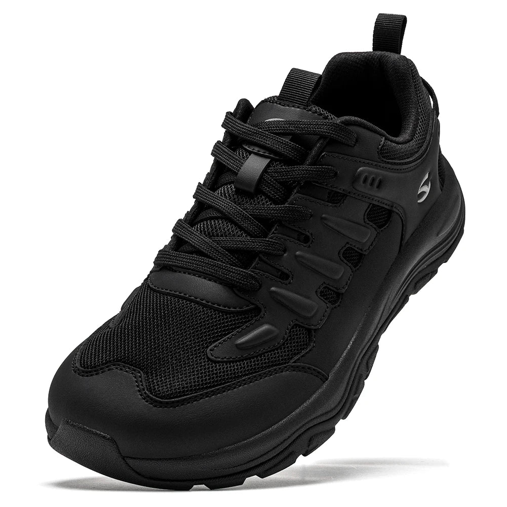 HOBIBEAR Unisex Wide Toe Walking Shoes Lace-Up Cross Trainers Outdoor Travel Artificial Leather Mesh Running Shoes