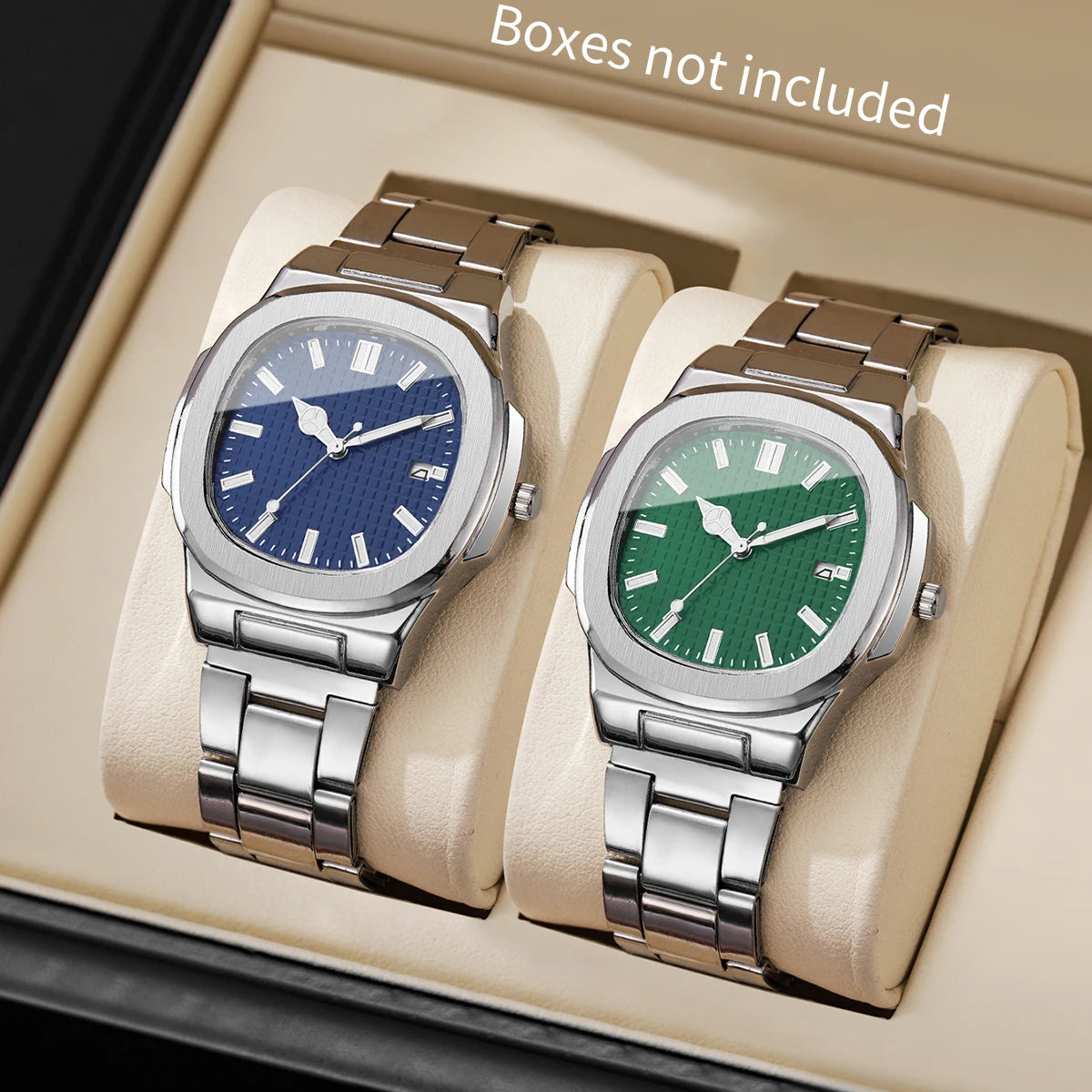 2/4PCS Fashion Men Business Watches Set Simple Square Mens Quartz Watch with Calendar Reloj Hombre（Without Box）