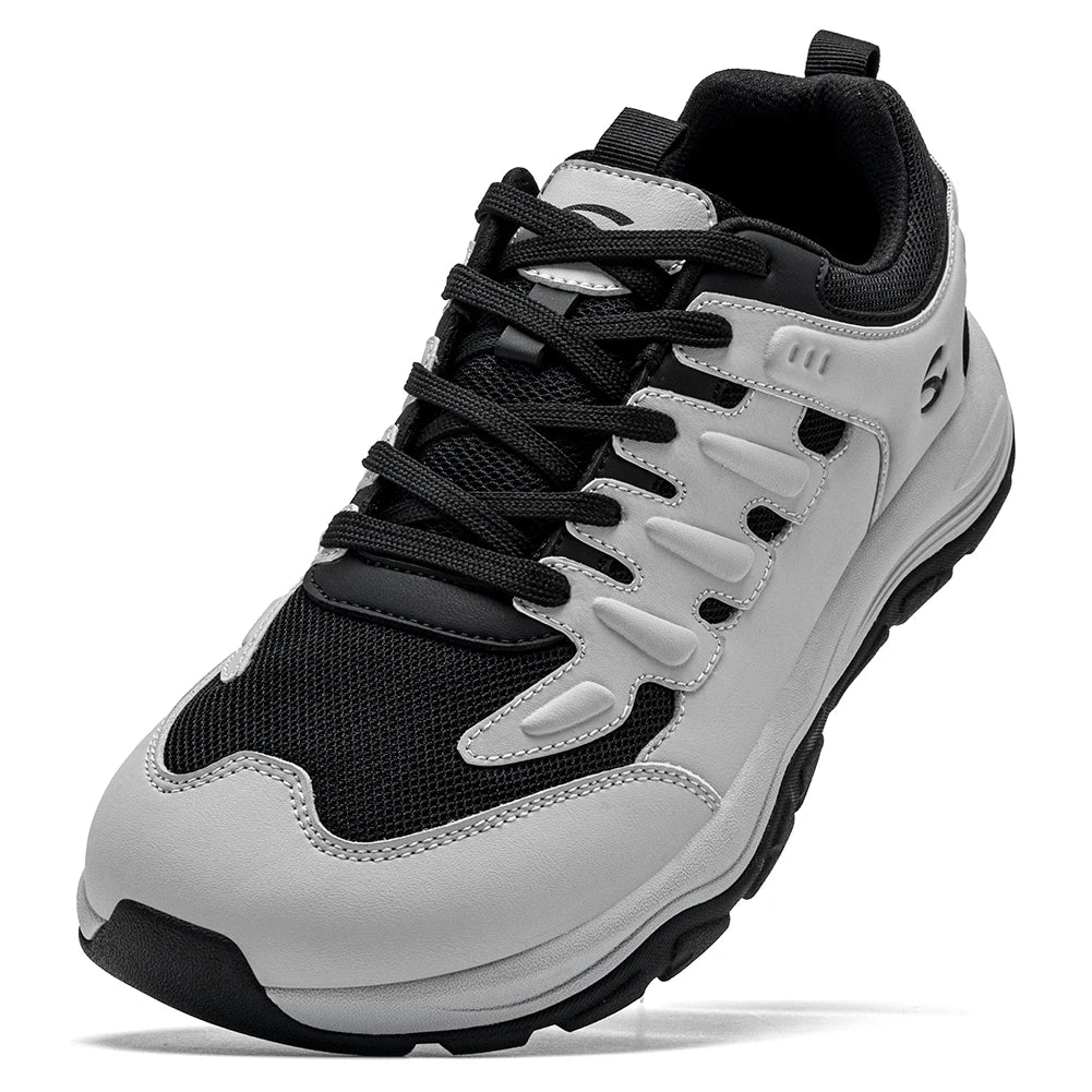 HOBIBEAR Unisex Wide Toe Walking Shoes Lace-Up Cross Trainers Outdoor Travel Artificial Leather Mesh Running Shoes