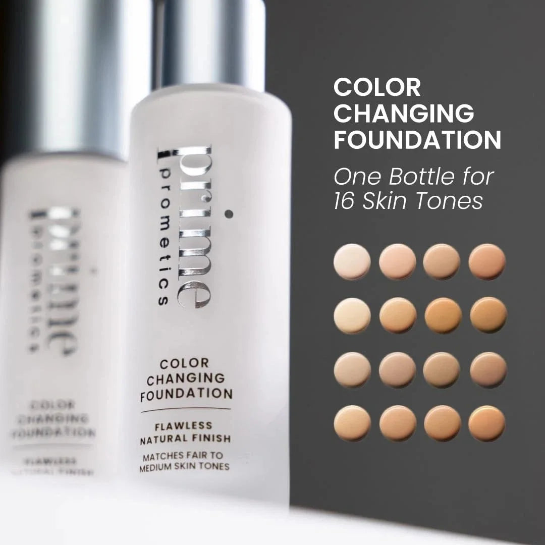Prime Prometics Color Changing Foundation - Self-Adjusting Shade Technology Over 12h Long-Lasting Coverage Smoothing & Breathabl