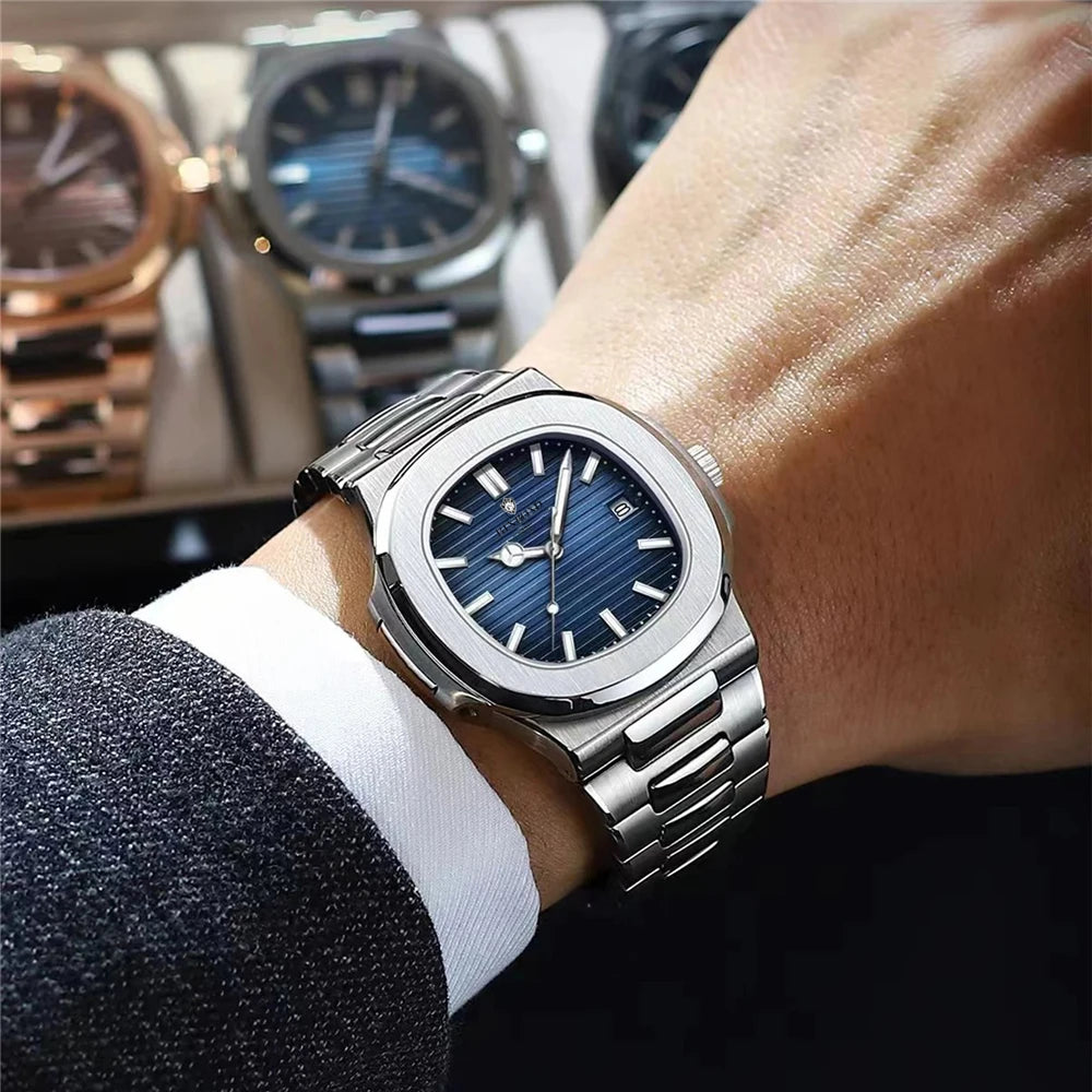 New Casual Business Movement Clock Men Luxury Watch Automatic Watches Mens Fashion Quartz Wristwatches Gifts Relogio Masculino
