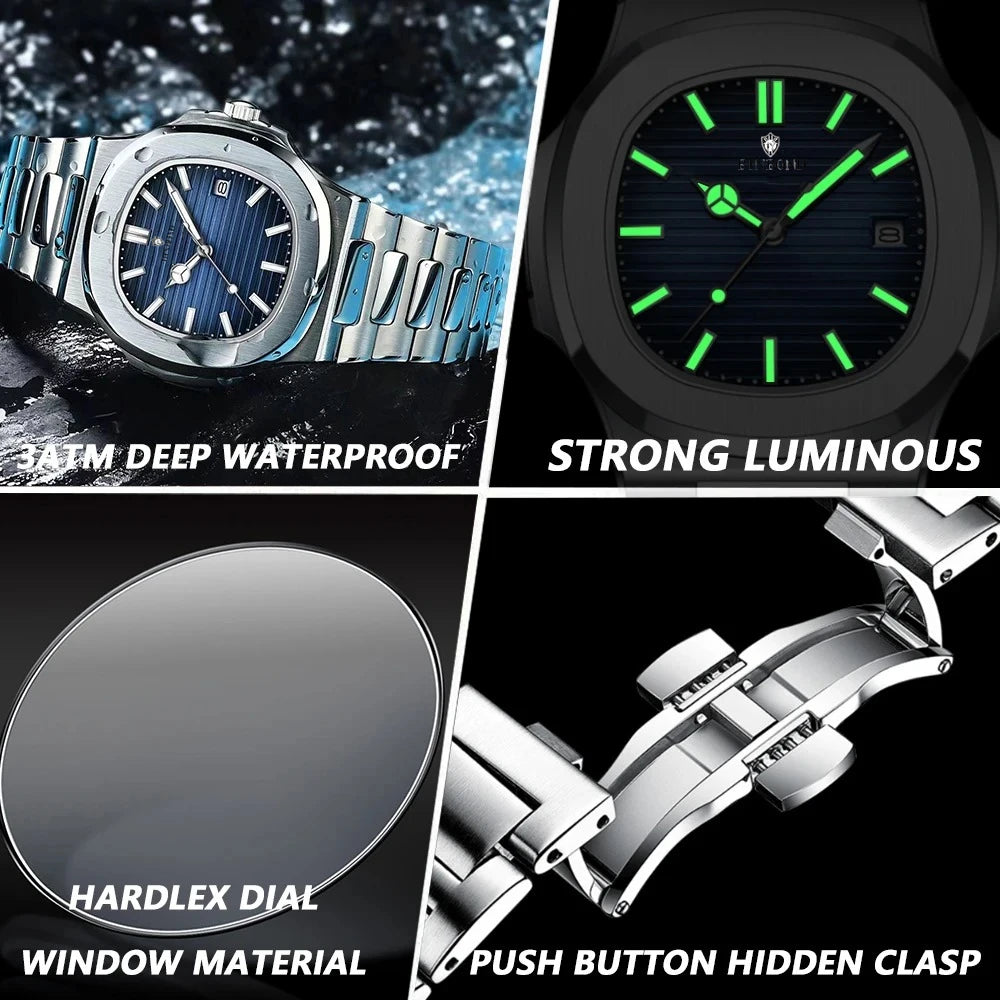 New Casual Business Movement Clock Men Luxury Watch Automatic Watches Mens Fashion Quartz Wristwatches Gifts Relogio Masculino