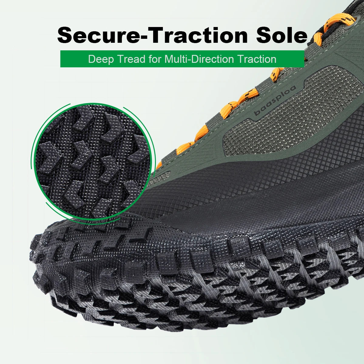 Baasploa Hiking Shoes Men Outdoor Waterproof Camping Resistant Non Slip Sneakers Male Casual Lightweight Lace-Up Walking Shoes