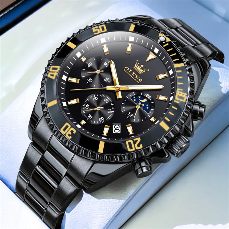 OLEVS Watch Men Top Brand Luxury Gold Quartz Military Watches Waterproof Date Luminous Stainless Steel Men Clock Reloj