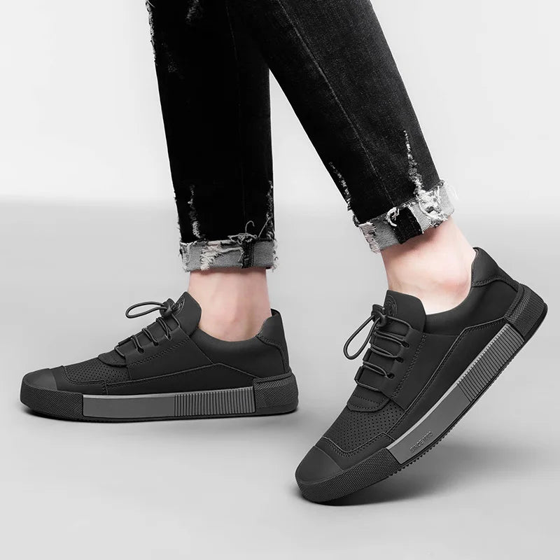 CLOHOO Men's Comfortable Sports Shoes Breathable Casual Shoes Durable Ultrafine Fiber Leather Slip-On Business And Street Style