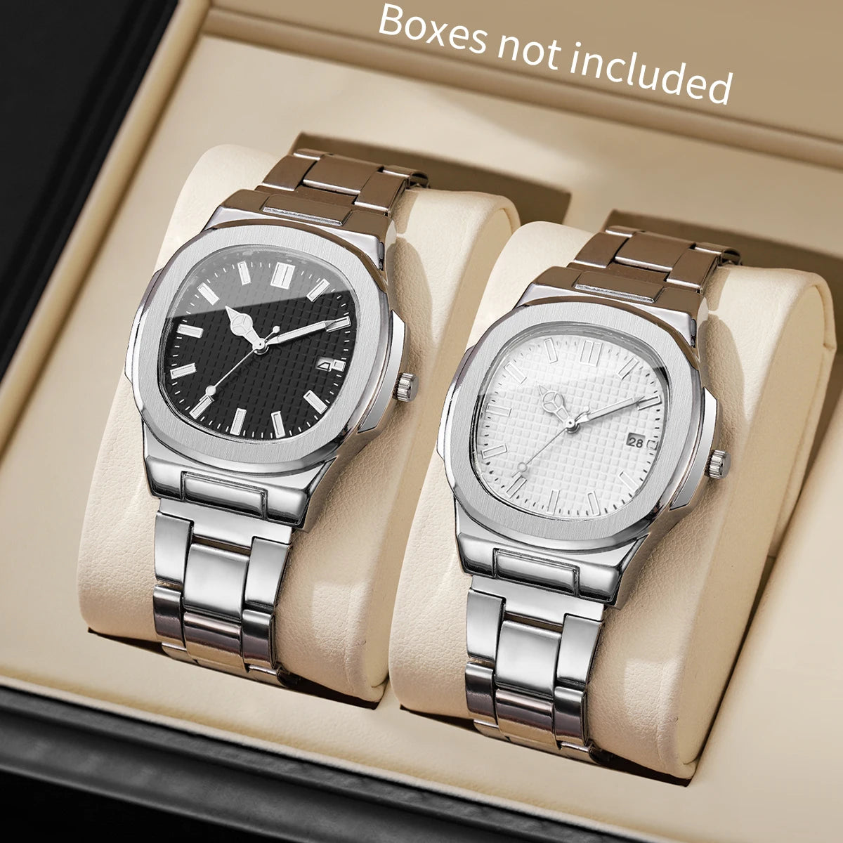 2/4PCS Fashion Men Business Watches Set Simple Square Mens Quartz Watch with Calendar Reloj Hombre（Without Box）
