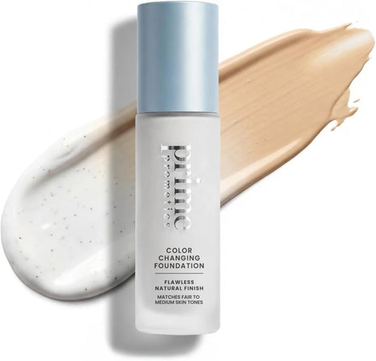 Prime Prometics Color Changing Foundation - Self-Adjusting Shade Technology Over 12h Long-Lasting Coverage Smoothing & Breathabl