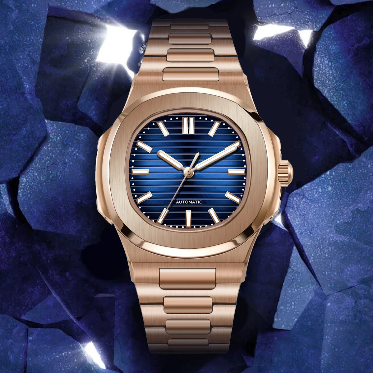 2026 MACARLON Design New Nautilus Style Mechanical Watch Men Sapphire Glass Luminous Stainless Steel Waterproof Automatic Watch