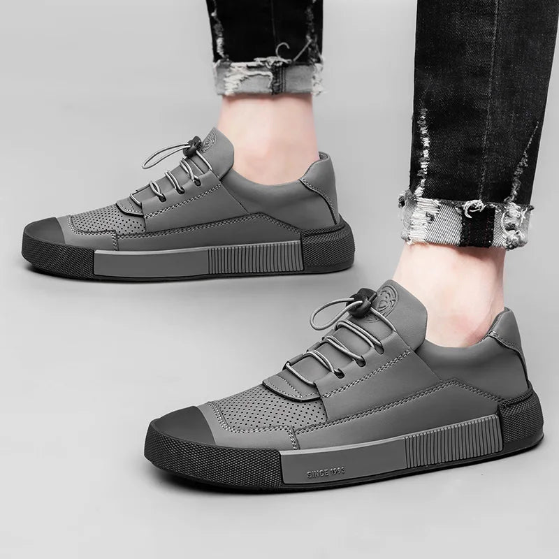 CLOHOO Men's Comfortable Sports Shoes Breathable Casual Shoes Durable Ultrafine Fiber Leather Slip-On Business And Street Style