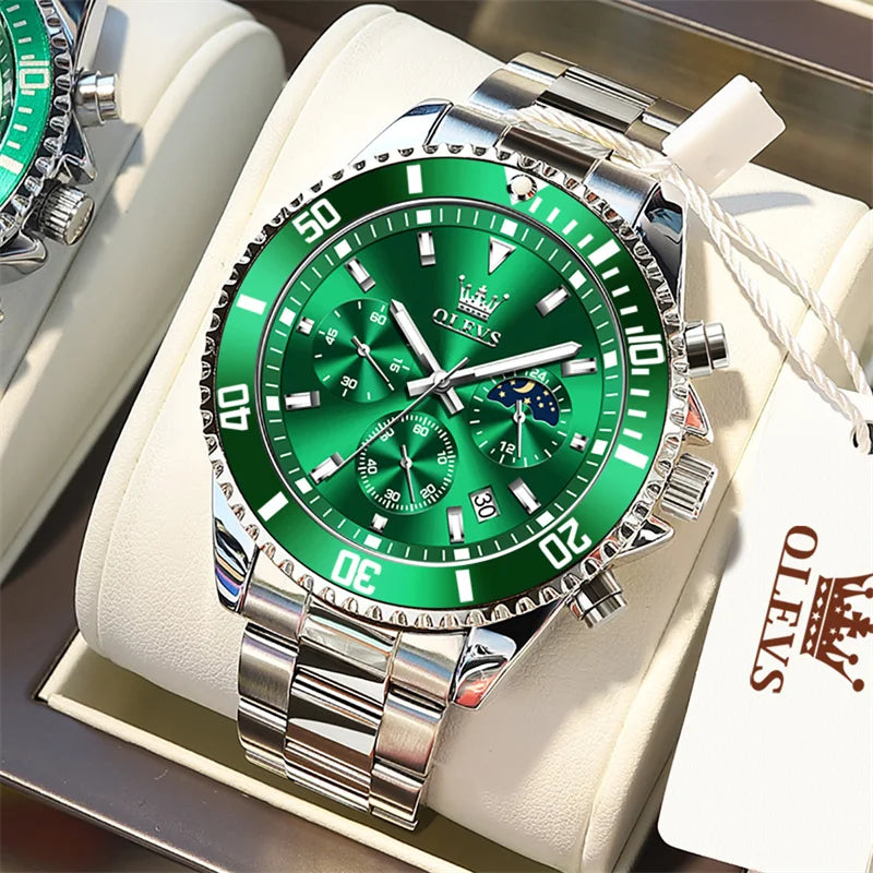 OLEVS Watch Men Top Brand Luxury Gold Quartz Military Watches Waterproof Date Luminous Stainless Steel Men Clock Reloj