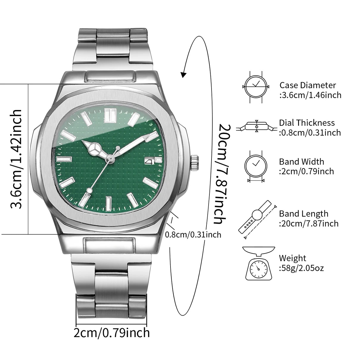2/4PCS Fashion Men Business Watches Set Simple Square Mens Quartz Watch with Calendar Reloj Hombre（Without Box）
