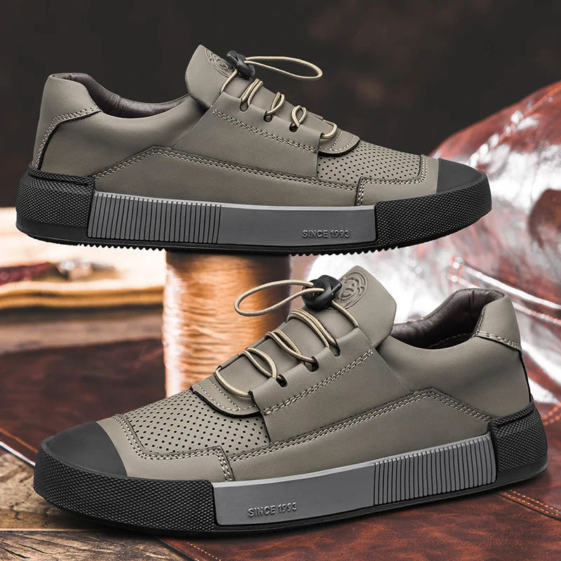 CLOHOO Men's Comfortable Sports Shoes Breathable Casual Shoes Durable Ultrafine Fiber Leather Slip-On Business And Street Style