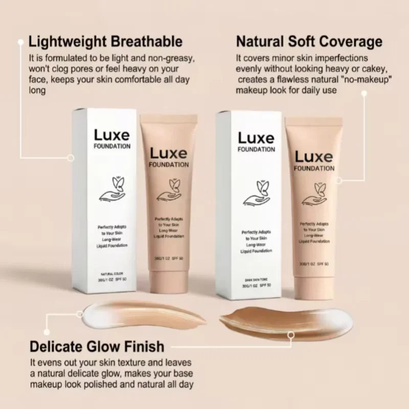 Foundation Long Wear Liquid Foundation Flawless Finish High Coverage Even Skin Tone Breathable Lightweight Natural Look