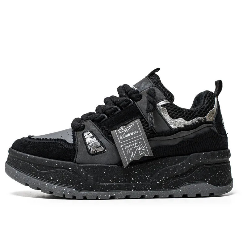 Thick-soled  Casual Men's Sports Shoes Fashion Designer Walking Street Men's Shoes Retro Color Matching Daddy Lace-up Men