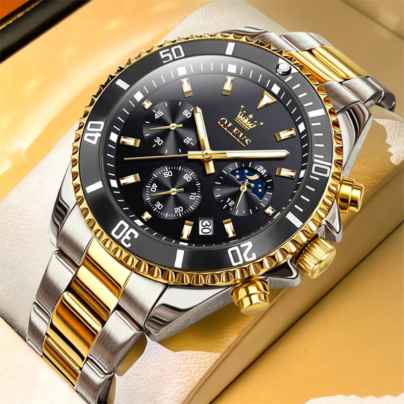 OLEVS Watch Men Top Brand Luxury Gold Quartz Military Watches Waterproof Date Luminous Stainless Steel Men Clock Reloj