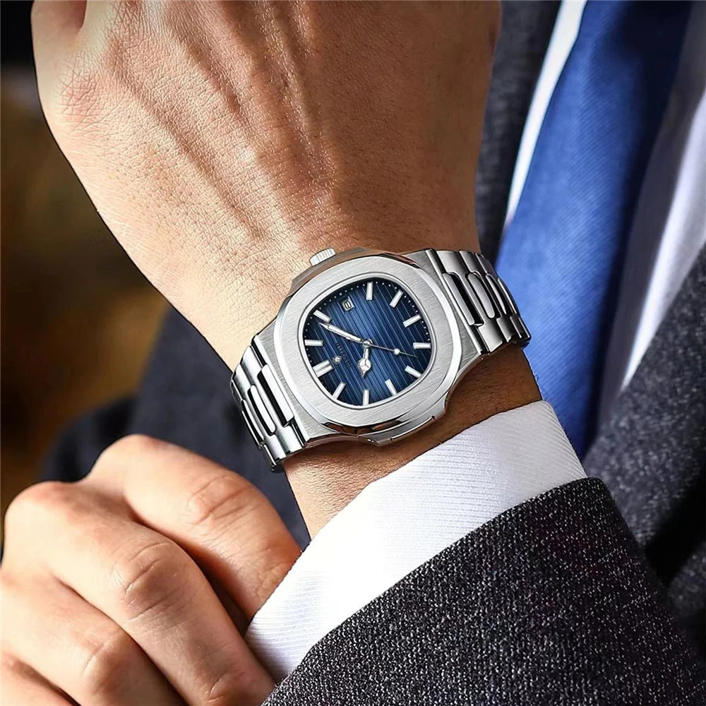 New Casual Business Movement Clock Men Luxury Watch Automatic Watches Mens Fashion Quartz Wristwatches Gifts Relogio Masculino