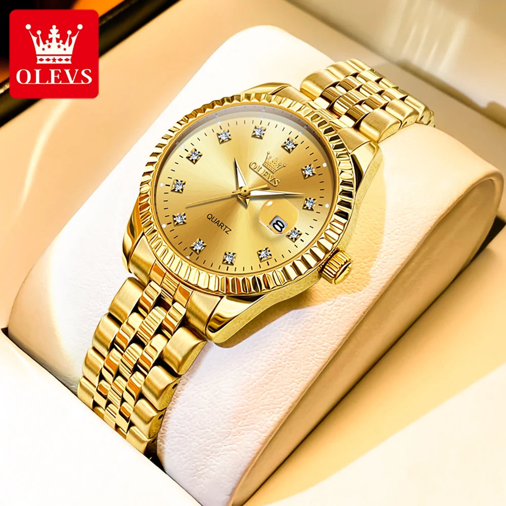 OLEVS 5526 Women Watch Diamond Scale Quartz Fashion Ladies Wrist Watches Date Waterproof Luminous Luxury Dress Watch For Women