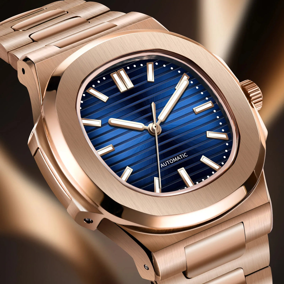 2026 MACARLON Design New Nautilus Style Mechanical Watch Men Sapphire Glass Luminous Stainless Steel Waterproof Automatic Watch